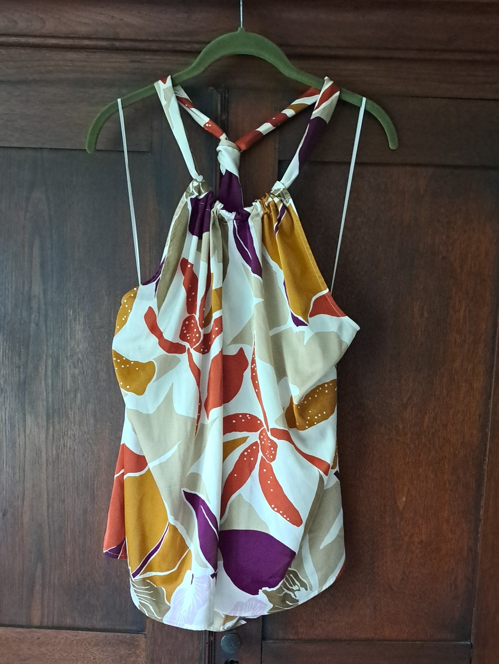 Banana REPUBLIC Floral Halter Top in White, Mustard & Purple